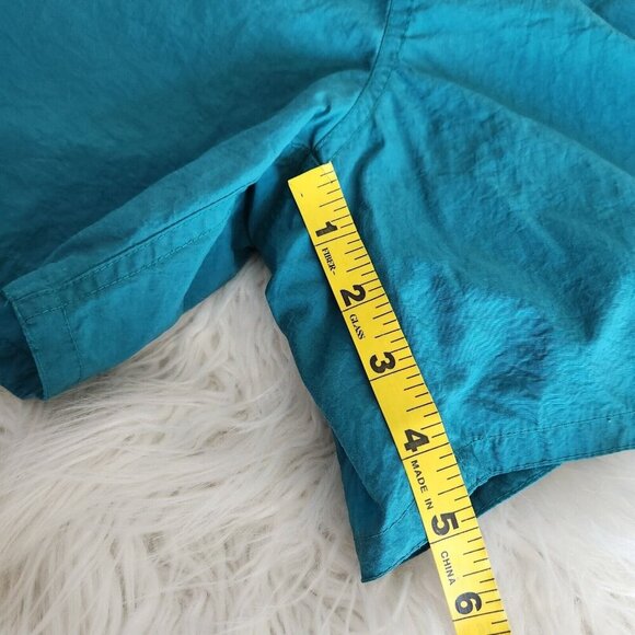 Vtg 80-90s OP Ocean Pacific Swim Trunks Shorts M Surf Spellout‎ Turquoise Flaw - Picture 9 of 12